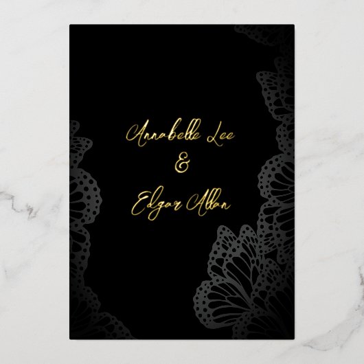 Gothic Monarch Folie Wedding Folie Uitnodiging (Voorkant)