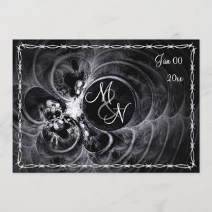 Gothic Monogram Wedding Invitation Kaart