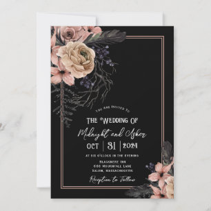 Gothic Moody Bloemen Bruiloft Kaart