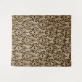 Gothic Moody Damask Tan & Black Spider Tapestry Wandkleed (Voorkant (horizontaal))