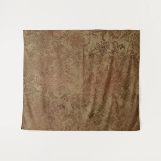 Gothic Moody Damask Tan & Rood Tapestry Wandkleed (Voorkant (horizontaal))