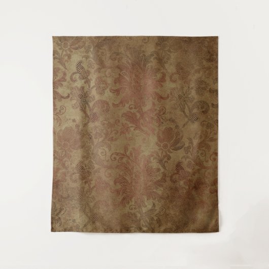 Gothic Moody Damask Tan & Rood Tapestry Wandkleed (Voorkant)