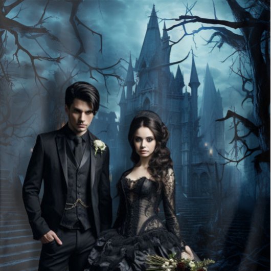 Gothic Moody Dark Castle & Spooky Steps Wandkleed