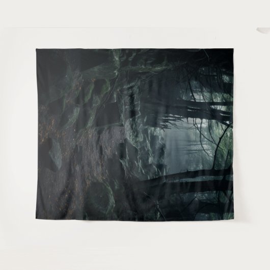 Gothic Moody Dark Forest Twilight Rock Path XLarge Wandkleed (Voorkant (horizontaal))