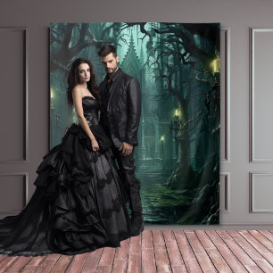 Gothic Moody Donker Bos Candlelit Mansion Wandkleed