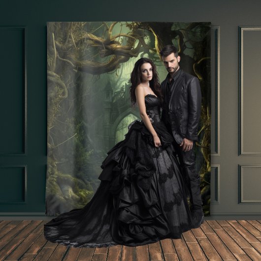 Gothic Moody Donker Verdraaide Bomen & Boog Wandkleed