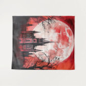 Gothic Moody Donkerrood Waterverf Castle Wandkleed (Voorkant (horizontaal))