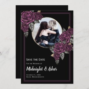 Gothic Moody Rozen Circle Foto Save the Date Kaart