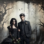 Gothic Moody Scènes Arches & Vogels Crème & Zwart Wandkleed