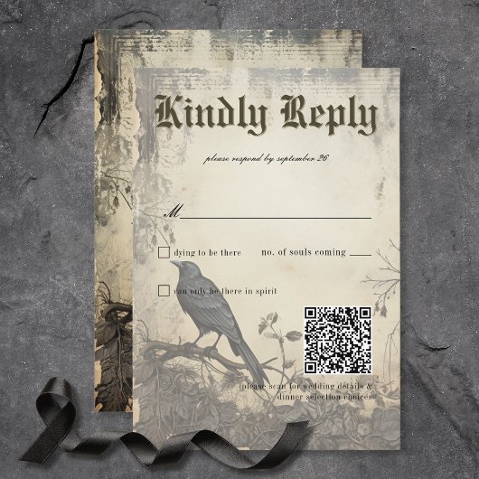 Gothic Moody Scenes  Cream & Black RSVP Kaartje