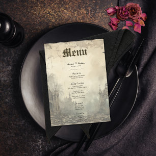 Gothic Moody Scènes Cream & Zwart Bruiloft Menu