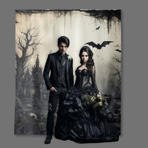 Gothic Moody Scènes Haunted Mansion Cream & Black Wandkleed