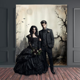 Gothic Moody Scènes Kasteel & Vleermuizen Cream &  Wandkleed