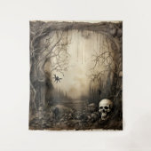 Gothic Moody Scènes Schedel & Spider Cream & Zwart Wandkleed (Voorkant)