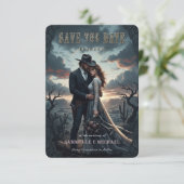 Gothic Moody Western Cowboy Wedding Save The Date (Debout devant)