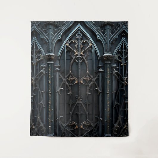 Gothic Moody Zwart & Bronzen Boog Wandkleed (Voorkant)