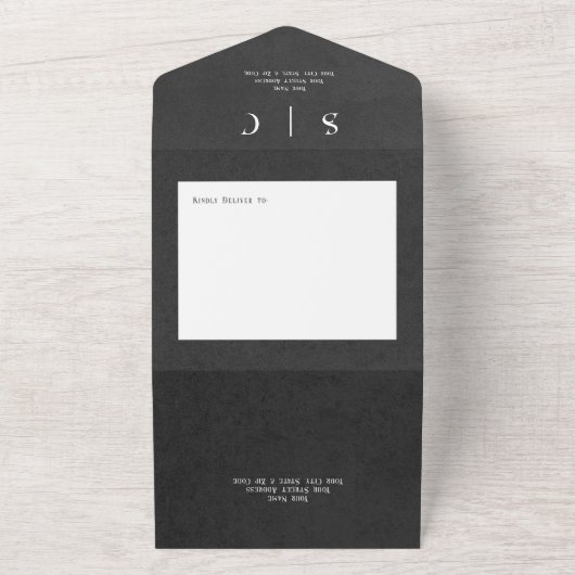 Gothic Moody Zwart Elegant Fotodiner All In One Uitnodiging (Buitenkant)