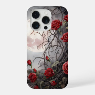Gothic Moon & Red Rose iPhone 15 Pro Hoesje