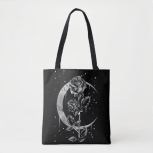 Gothic Moon Roos Crescent Witchy Art Draagtas