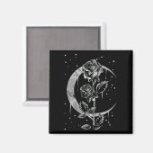 Gothic Moon Roos Crescent Witchy Art Magneet (Voorkant / Achterkant)