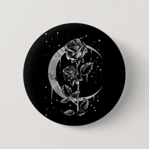 Gothic Moon Roos Crescent Witchy Art Ronde Button 5,7 Cm