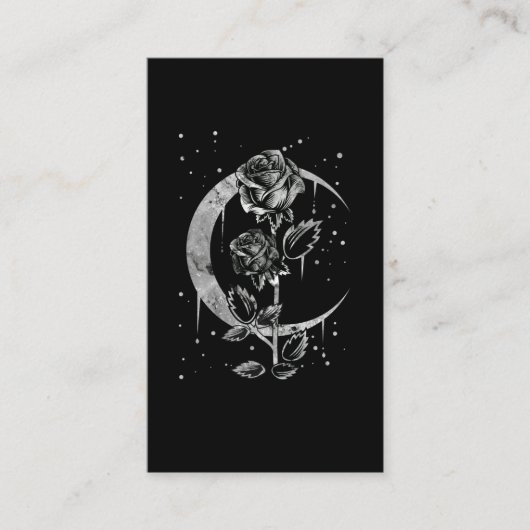 Gothic Moon Roos Crescent Witchy Art Visitekaartje (Voorkant)