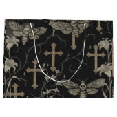 Gothic Moth & Cross Damask Gift Bag Groot Cadeauzakje (Achterkant)