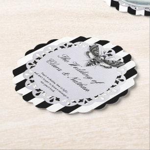 Gothic Moth Skull Wedding – Donker Elegant Kartonnen Onderzetters