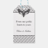 Gothic Moth Skull Wedding Gift Label – Zwart & Wit Cadeaulabel (Voorkant)