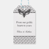 Gothic Moth Skull Wedding Gift Label – Zwart & Wit Cadeaulabel (Achterkant)