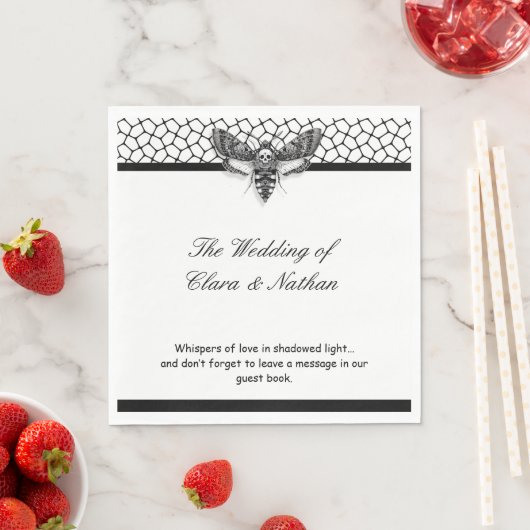 Gothic Moth Skull Wedding Program – Donker Elegant Servet (Insitu)