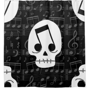 Gothic muzieknoot ogen schedel macaber douchegordijn