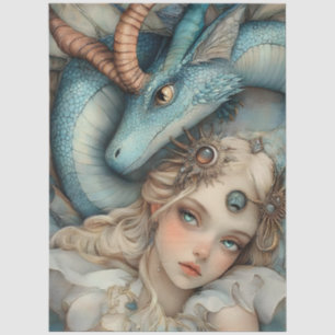 Gothic Mythological Nymph Fantasy Dragon & Girl Tissuepapier