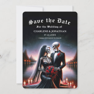 Gothic Navy skelet Trouw Save the Date