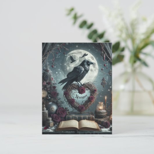 Gothic Nevermore Raven Briefkaart (Staand voorkant)