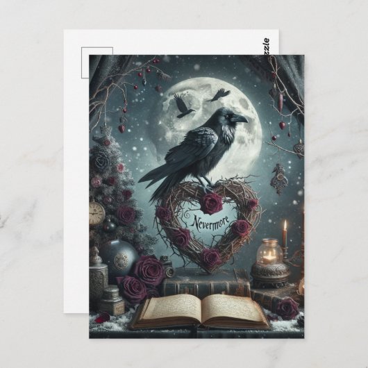 Gothic Nevermore Raven Briefkaart (Voorkant / Achterkant)