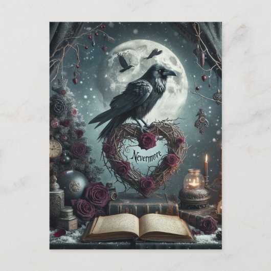 Gothic Nevermore Raven Briefkaart (Voorkant)