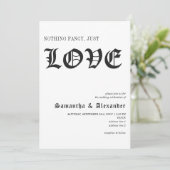 Gothic Niets Fancy Gewoon Liefde QR Code Bruiloft Kaart (Staand voorkant)