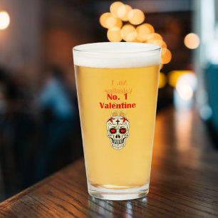 Gothic Number 1 Valentijn Heart Sugar Skull Glas