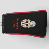 Gothic Number 1 Valentijn Heart Sugar Skull Golfheadcover (Voorkant)