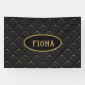 Gothic Nursery Black Roos Damask Persoonlijk Spandoek (Horizontaal)