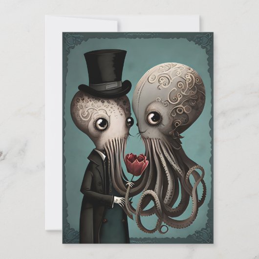 Gothic Octopus Couple Feestdagenkaart (Voorkant)