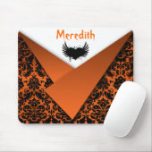 Gothic Oranje en Black Damask Mousepad Muismat (Met muis)