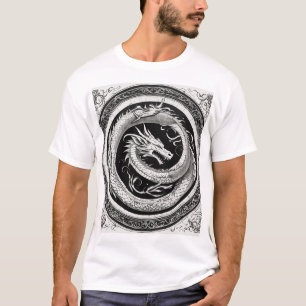 Gothic Ouroboros – Minimalistisch Draken T-shirt C