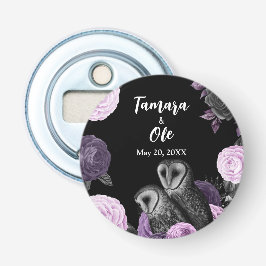 Gothic Owls Wedding Button Flesopener