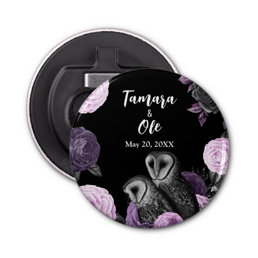 Gothic Owls Wedding Button Flesopener (Voorkant)