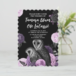 Gothic Owls Wedding Kaart