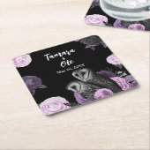 Gothic Owls Wedding Vierkante Kartonnen Onderzetter (Schuin)