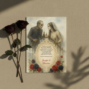 Gothic paar Zombie Halloween bruiloft Bedankkaart