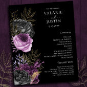Gothic Paars and Black Floral Wedding Programme